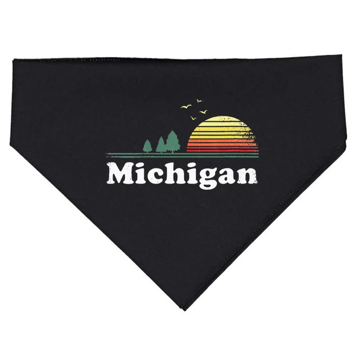 Retro Michigan Image Novelty Home MI State Souvenir USA-Made Doggie Bandana