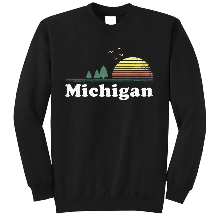 Retro Michigan Image Novelty Home MI State Souvenir Tall Sweatshirt