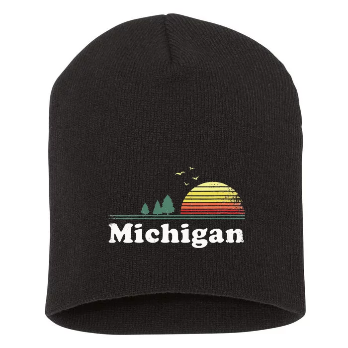 Retro Michigan Image Novelty Home MI State Souvenir Short Acrylic Beanie