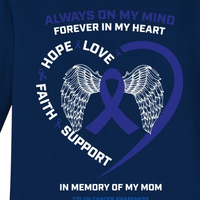 Remembrance Mother In Memory Of Mom Colon Cancer Awareness Gift Baby Long Sleeve Bodysuit