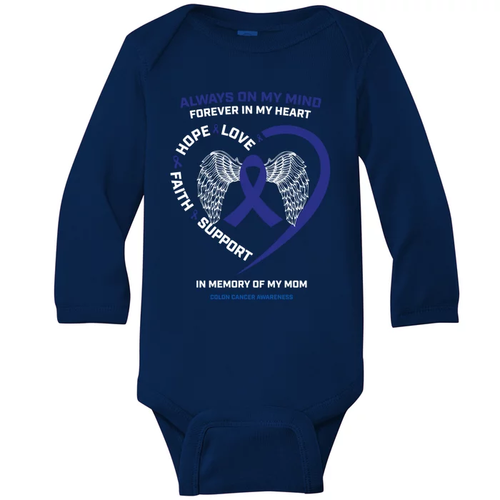 Remembrance Mother In Memory Of Mom Colon Cancer Awareness Gift Baby Long Sleeve Bodysuit