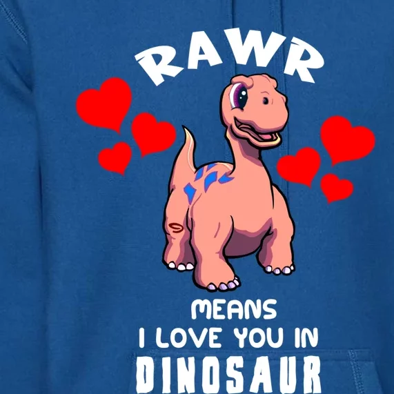 Rawr Means I Love You In Dinosaur Brontosaurus Design Gift Premium Hoodie