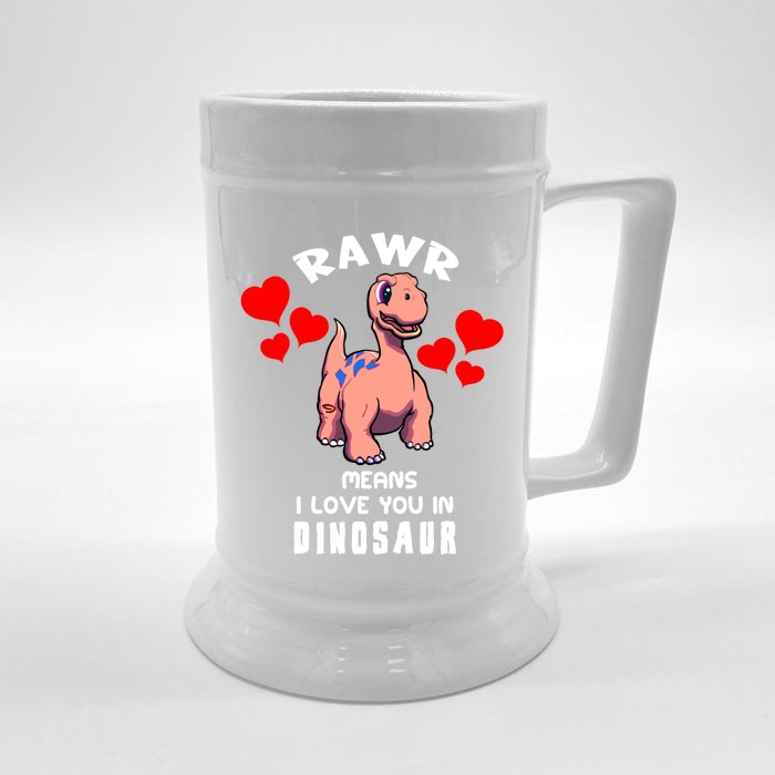 Rawr Means I Love You In Dinosaur Brontosaurus Design Gift Front & Back Beer Stein