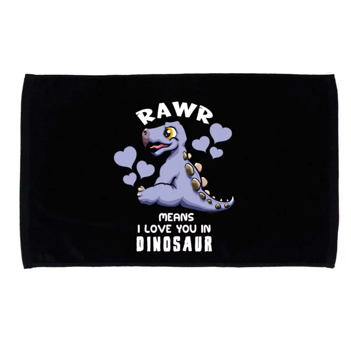 Rawr Means I Love You In Dinosaur Stegosaurus Design Gift Microfiber Hand Towel