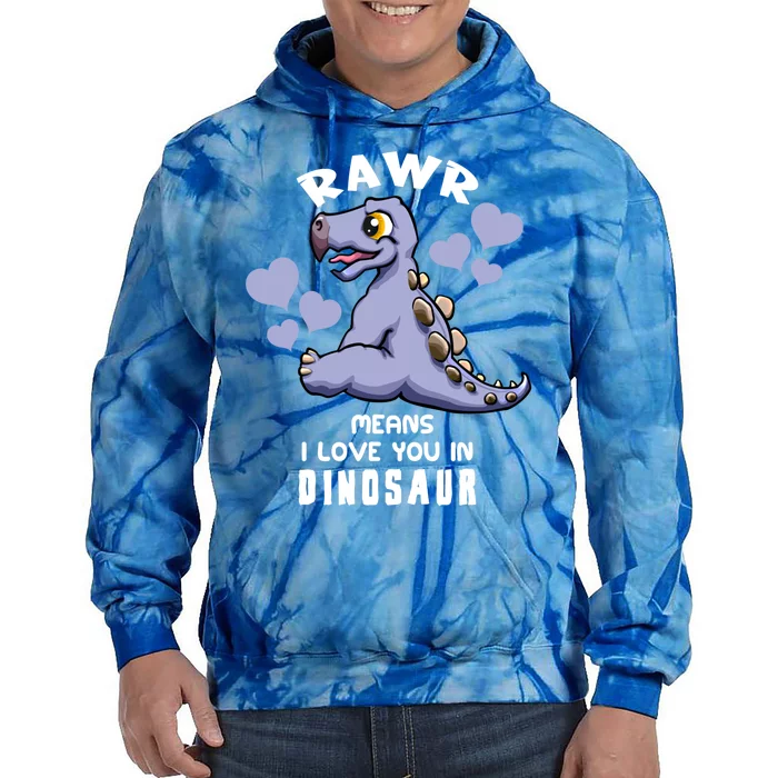 Rawr Means I Love You In Dinosaur Stegosaurus Design Gift Tie Dye Hoodie