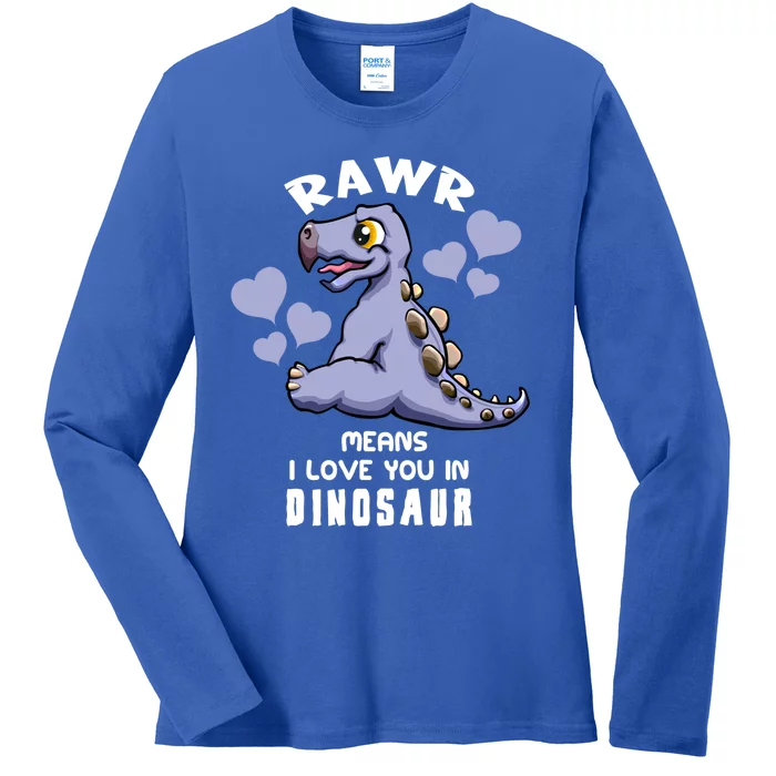 Rawr Means I Love You In Dinosaur Stegosaurus Design Gift Ladies Long Sleeve Shirt