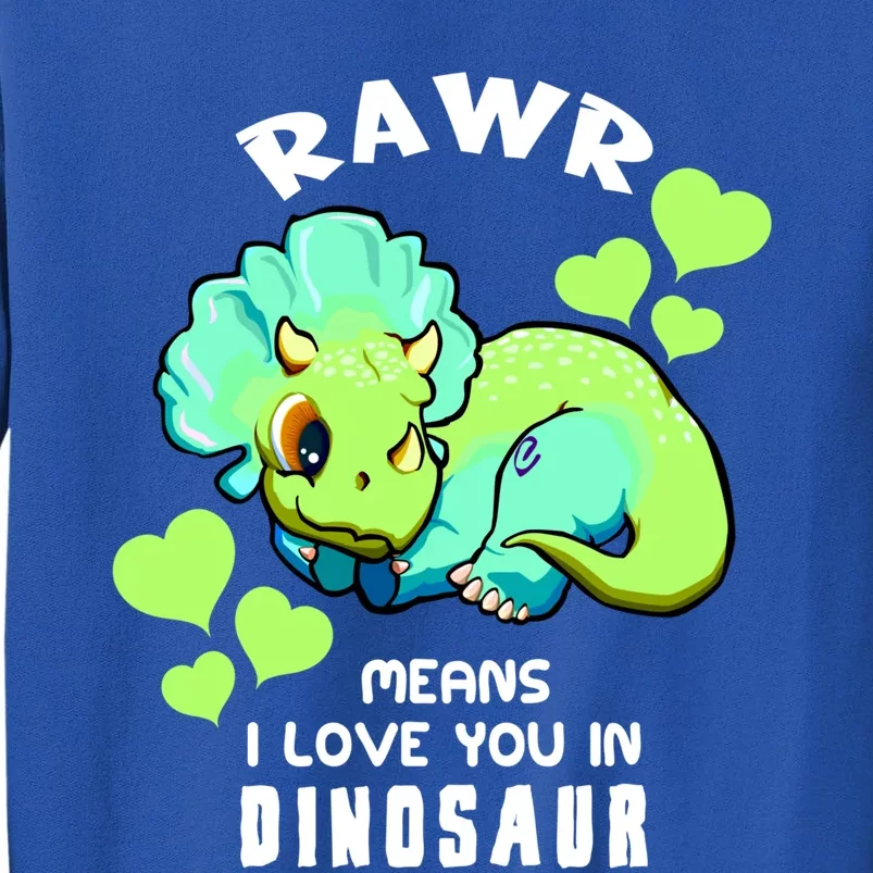 Rawr Means I Love You In Dinosaur Triceratops Design Cute Gift Tall Sweatshirt