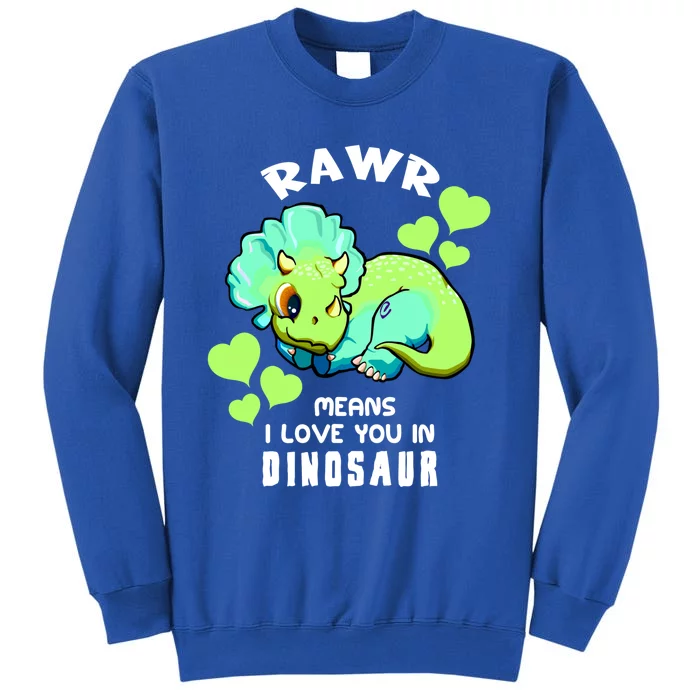 Rawr Means I Love You In Dinosaur Triceratops Design Cute Gift Tall Sweatshirt