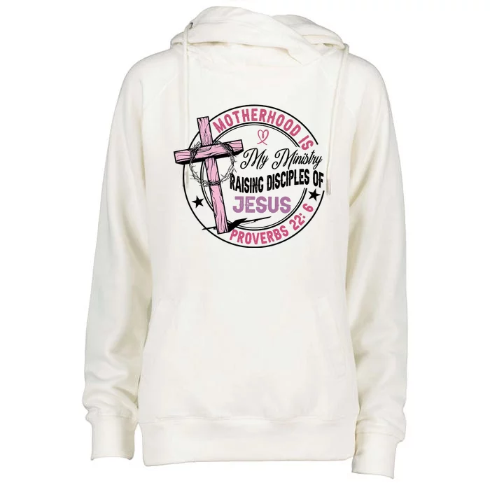 Retro Motherhood Is My Ministry Womens Funnel Neck Pullover Hood