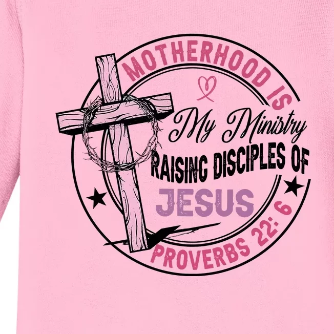 Retro Motherhood Is My Ministry Baby Long Sleeve Bodysuit