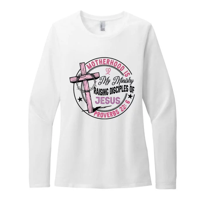 Retro Motherhood Is My Ministry Womens CVC Long Sleeve Shirt