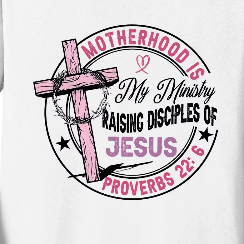 Retro Motherhood Is My Ministry Kids Long Sleeve Shirt