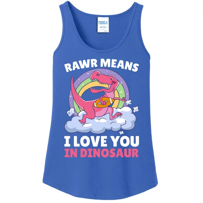 Rawr Means I Love You In Dinosaur Football With Dinosaur Great Gift Ladies Essential Tank