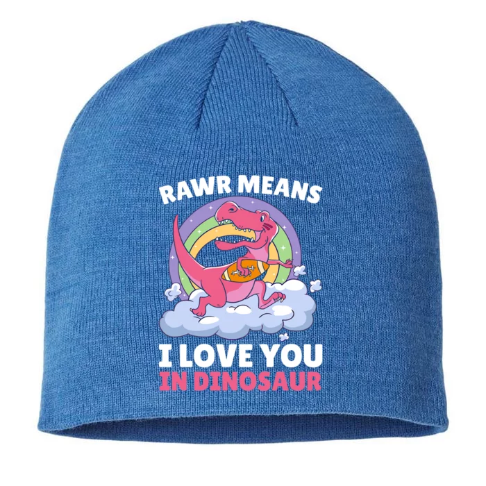 Rawr Means I Love You In Dinosaur Football With Dinosaur Great Gift 8 1/2in Sustainable Knit Beanie