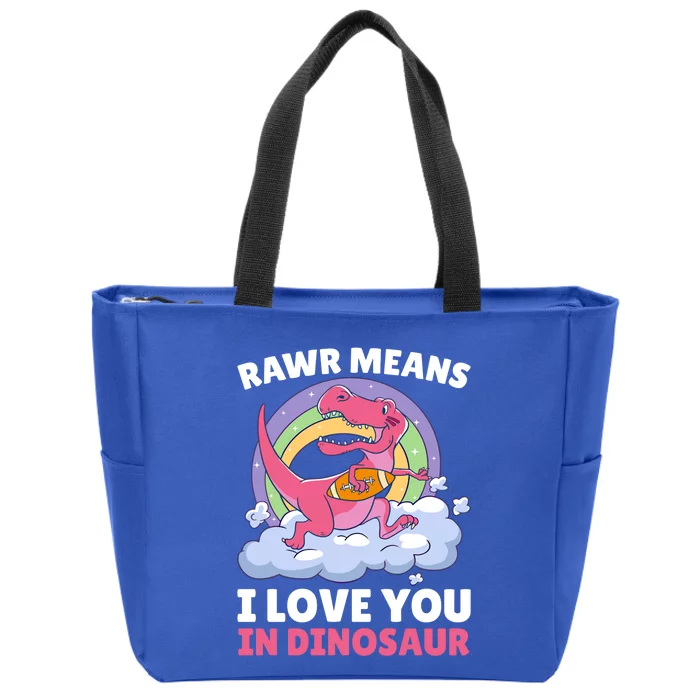 Rawr Means I Love You In Dinosaur Football With Dinosaur Great Gift Zip Tote Bag