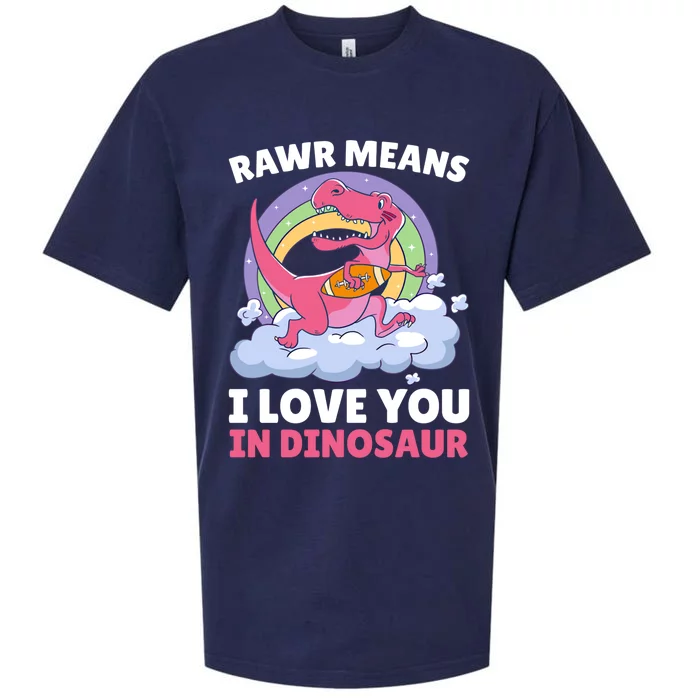 Rawr Means I Love You In Dinosaur Football With Dinosaur Great Gift Sueded Cloud Jersey T-Shirt