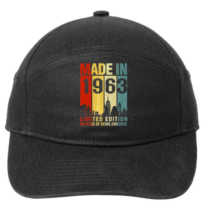 Retro Made In 1963 Limited Edition 60 Years Of Being Awesome 7-Panel Snapback Hat