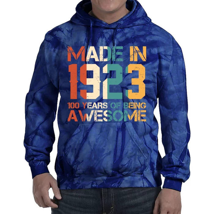 Retro Made In 1923 100 Years Of Being Awesome Birthday Tie Dye Hoodie