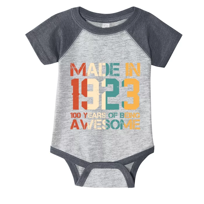 Retro Made In 1923 100 Years Of Being Awesome Birthday Infant Baby Jersey Bodysuit