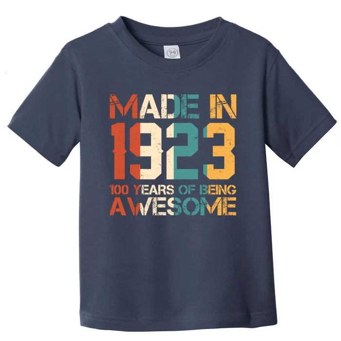 Retro Made In 1923 100 Years Of Being Awesome Birthday Toddler T-Shirt