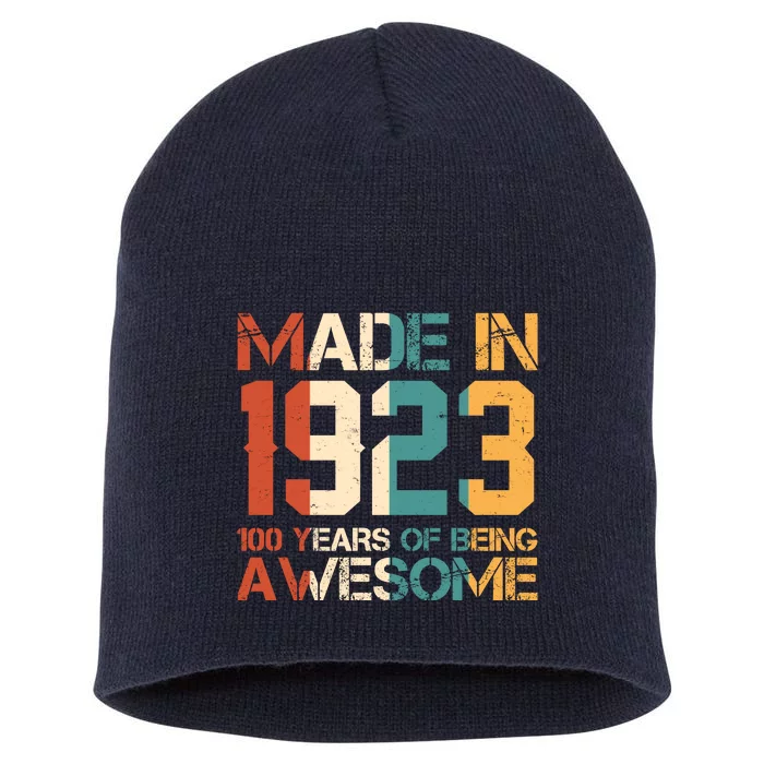 Retro Made In 1923 100 Years Of Being Awesome Birthday Short Acrylic Beanie