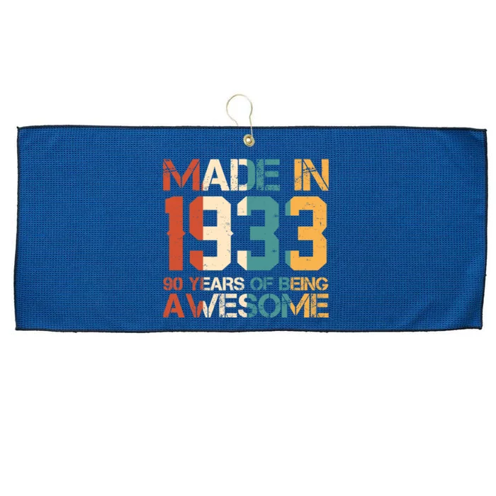 Retro Made In 1933 90 Years Of Being Awesome Birthday Large Microfiber Waffle Golf Towel