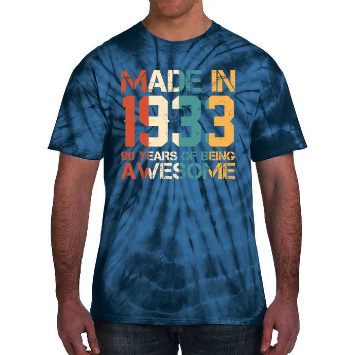 Retro Made In 1933 90 Years Of Being Awesome Birthday Tie-Dye T-Shirt