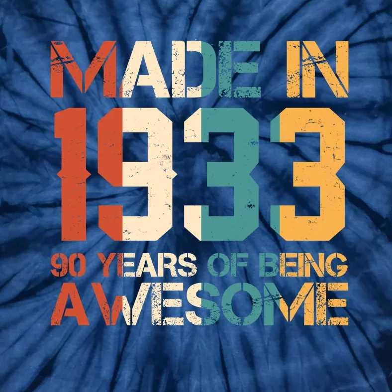 Retro Made In 1933 90 Years Of Being Awesome Birthday Tie-Dye T-Shirt