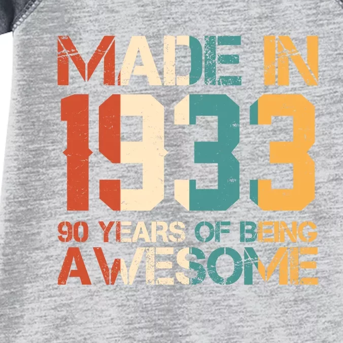 Retro Made In 1933 90 Years Of Being Awesome Birthday Infant Baby Jersey Bodysuit