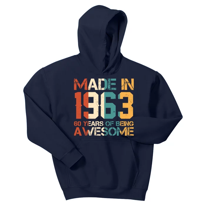 Retro Made In 1963 60 Years Of Being Awesome Birthday Kids Hoodie