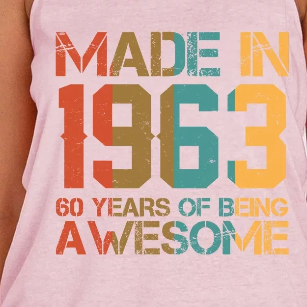 Retro Made In 1963 60 Years Of Being Awesome Birthday Women's Knotted Racerback Tank