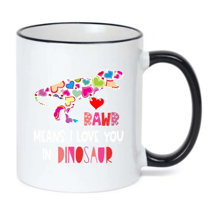 Rawr Means I Love You In Dinosaur Funny Valentines Day Heart Gift Black Color Changing Mug