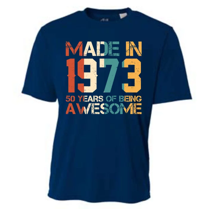 Retro Made In 1973 50 Years Of Being Awesome Birthday Cooling Performance Crew T-Shirt