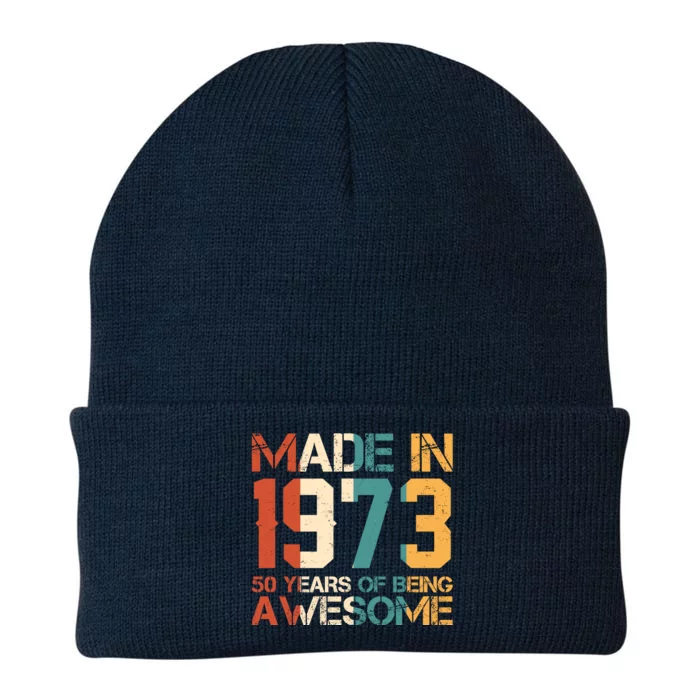 Retro Made In 1973 50 Years Of Being Awesome Birthday Knit Cap Winter Beanie