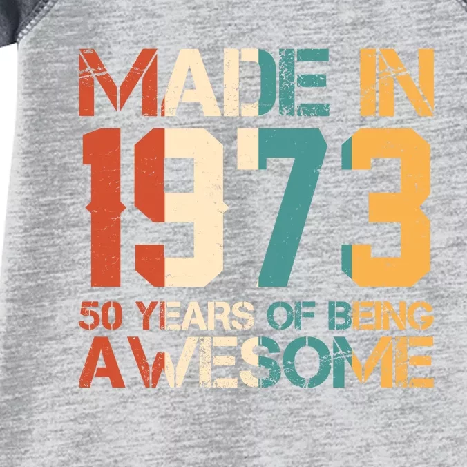 Retro Made In 1973 50 Years Of Being Awesome Birthday Infant Baby Jersey Bodysuit