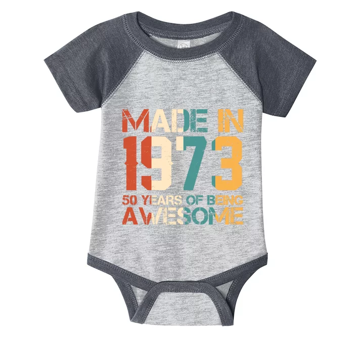 Retro Made In 1973 50 Years Of Being Awesome Birthday Infant Baby Jersey Bodysuit