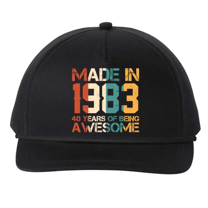 Retro Made In 1983 40 Years Of Being Awesome Birthday Snapback Five-Panel Rope Hat