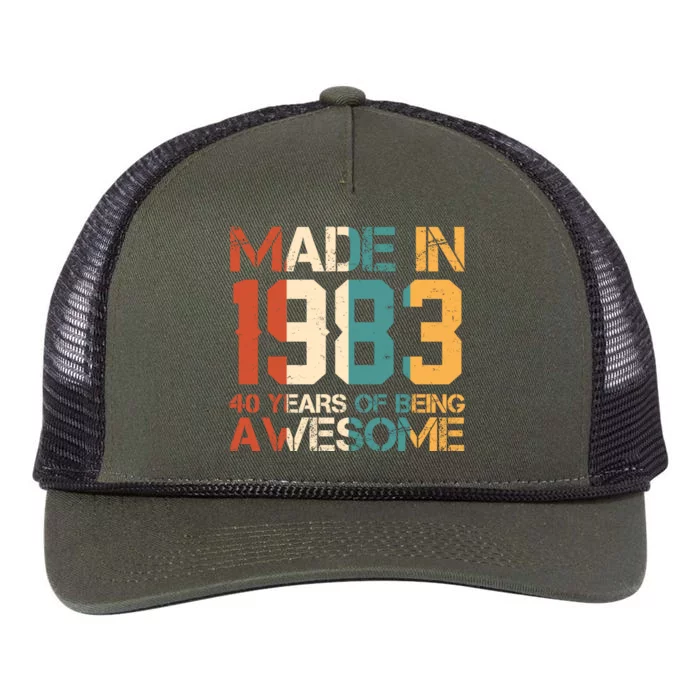 Retro Made In 1983 40 Years Of Being Awesome Birthday Retro Rope Trucker Hat Cap