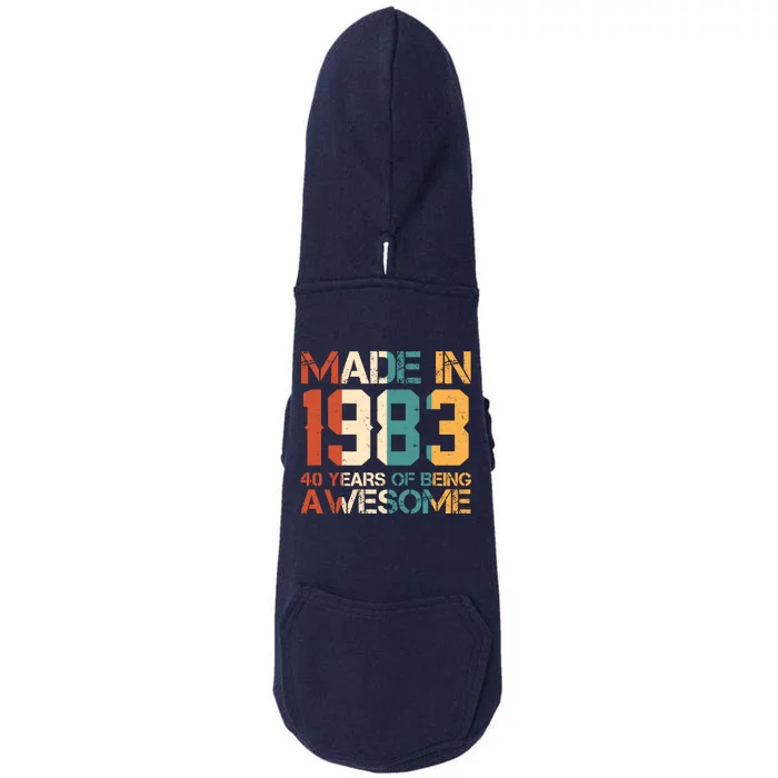 Retro Made In 1983 40 Years Of Being Awesome Birthday Doggie 3-End Fleece Hoodie