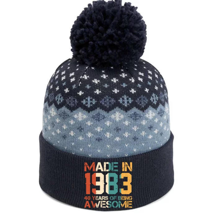 Retro Made In 1983 40 Years Of Being Awesome Birthday The Baniff Cuffed Pom Beanie