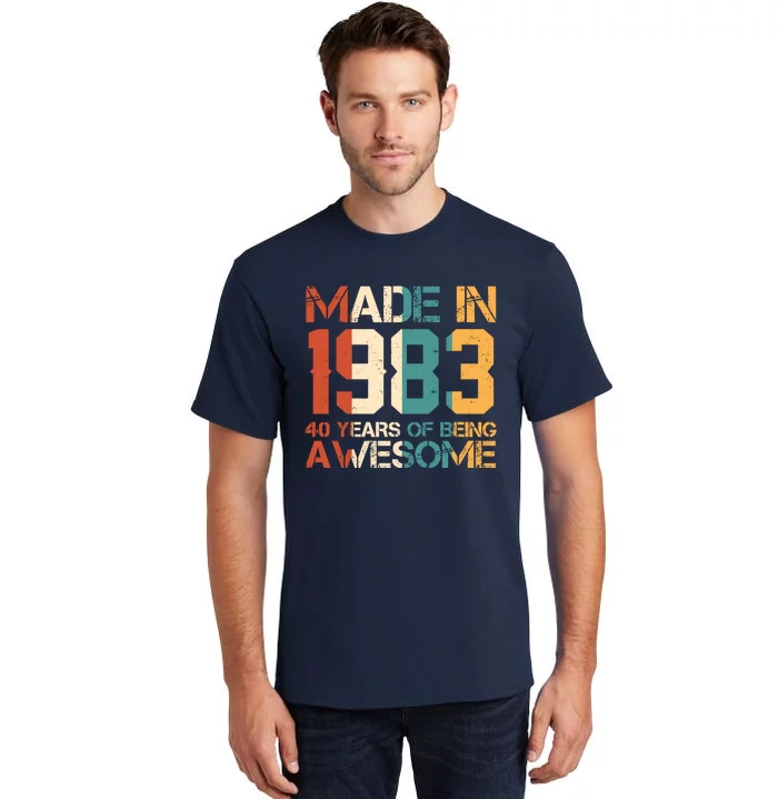 Retro Made In 1983 40 Years Of Being Awesome Birthday Tall T-Shirt