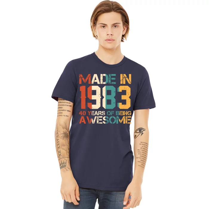 Retro Made In 1983 40 Years Of Being Awesome Birthday Premium T-Shirt