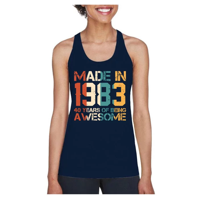 Retro Made In 1983 40 Years Of Being Awesome Birthday Women's Racerback Tank