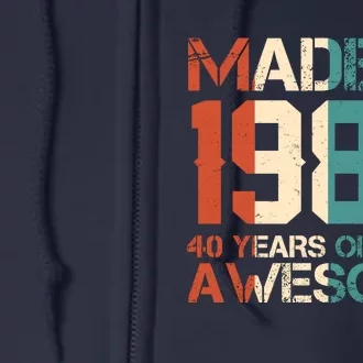 Retro Made In 1983 40 Years Of Being Awesome Birthday Full Zip Hoodie