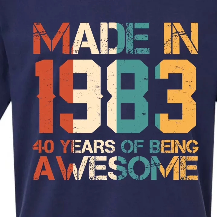 Retro Made In 1983 40 Years Of Being Awesome Birthday Sueded Cloud Jersey T-Shirt