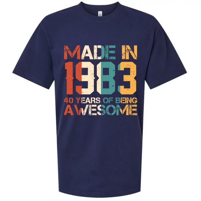 Retro Made In 1983 40 Years Of Being Awesome Birthday Sueded Cloud Jersey T-Shirt