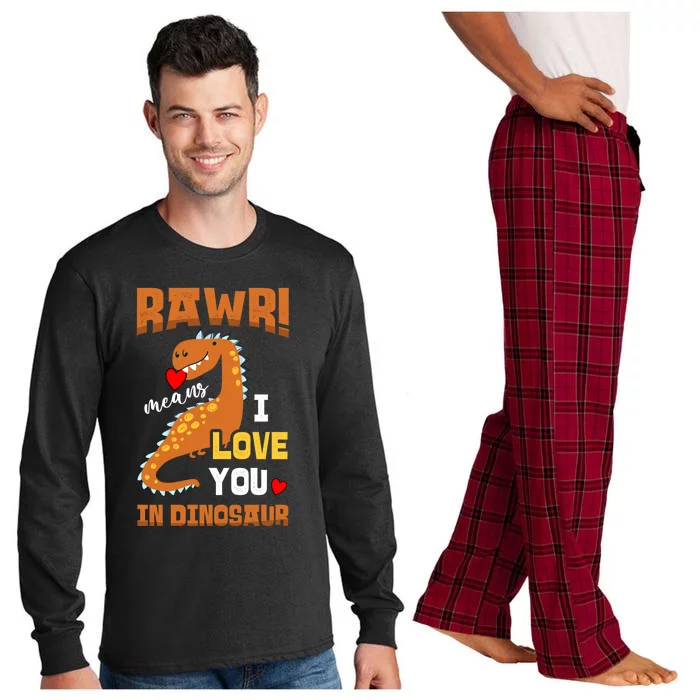 Rawr Means I Love You In Dinosaur Future Paleontologist Cute Gift Long Sleeve Pajama Set