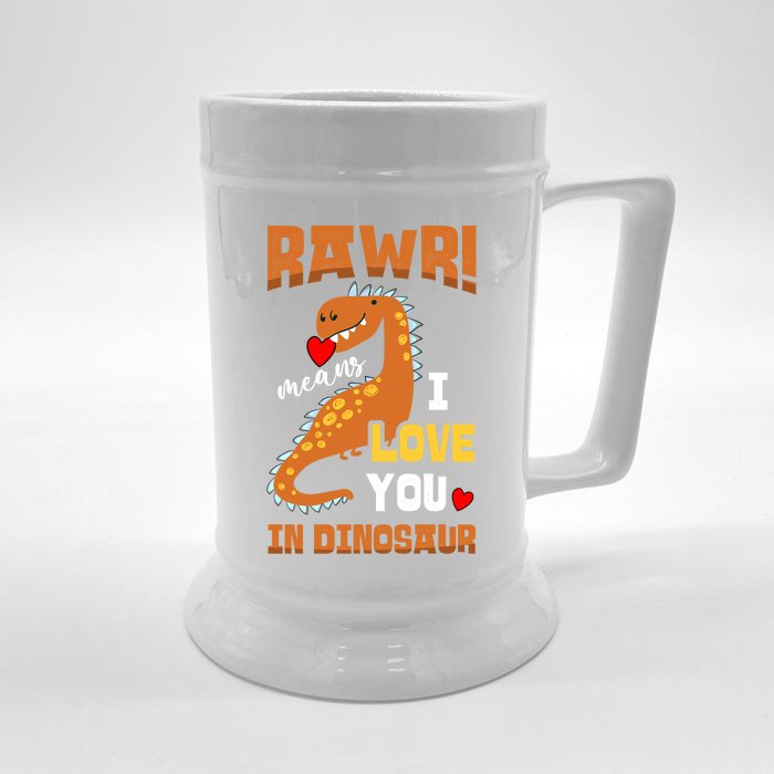 Rawr Means I Love You In Dinosaur Future Paleontologist Cute Gift Front & Back Beer Stein