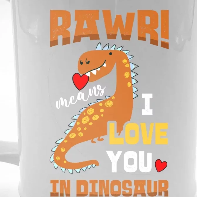 Rawr Means I Love You In Dinosaur Future Paleontologist Cute Gift Front & Back Beer Stein