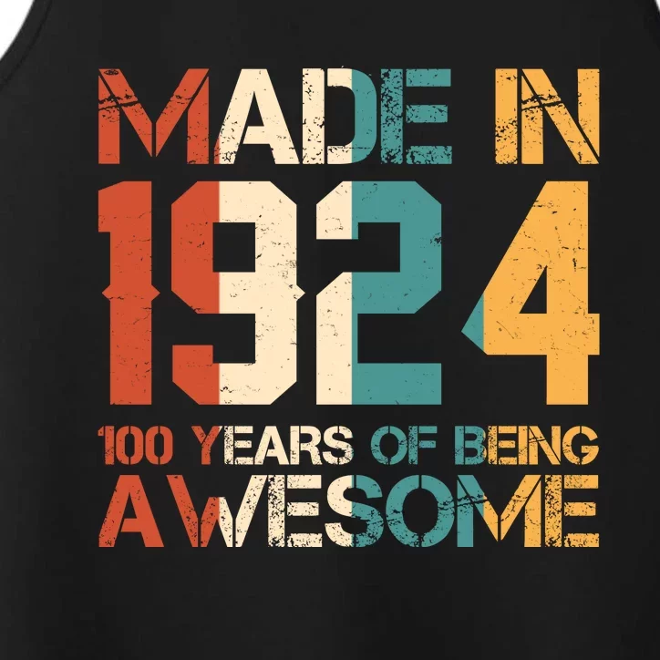 Retro Made In 1924 100 Years Of Being Awesome Birthday Performance Tank